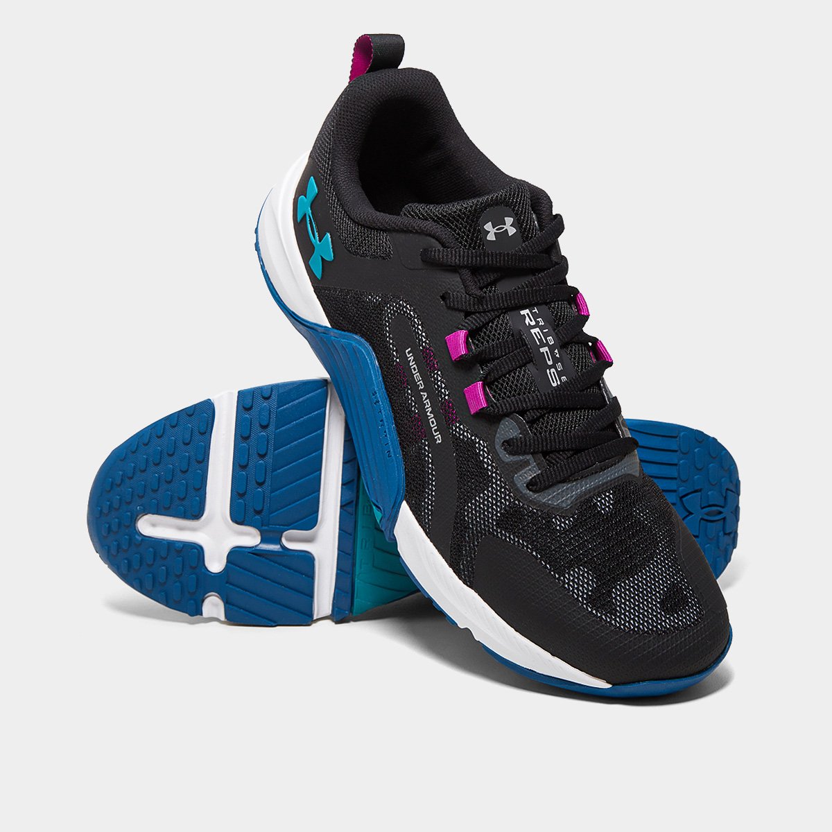 Miniatura Tênis Under Armour Tribase Reps Preto+Azul Turquesa - 34