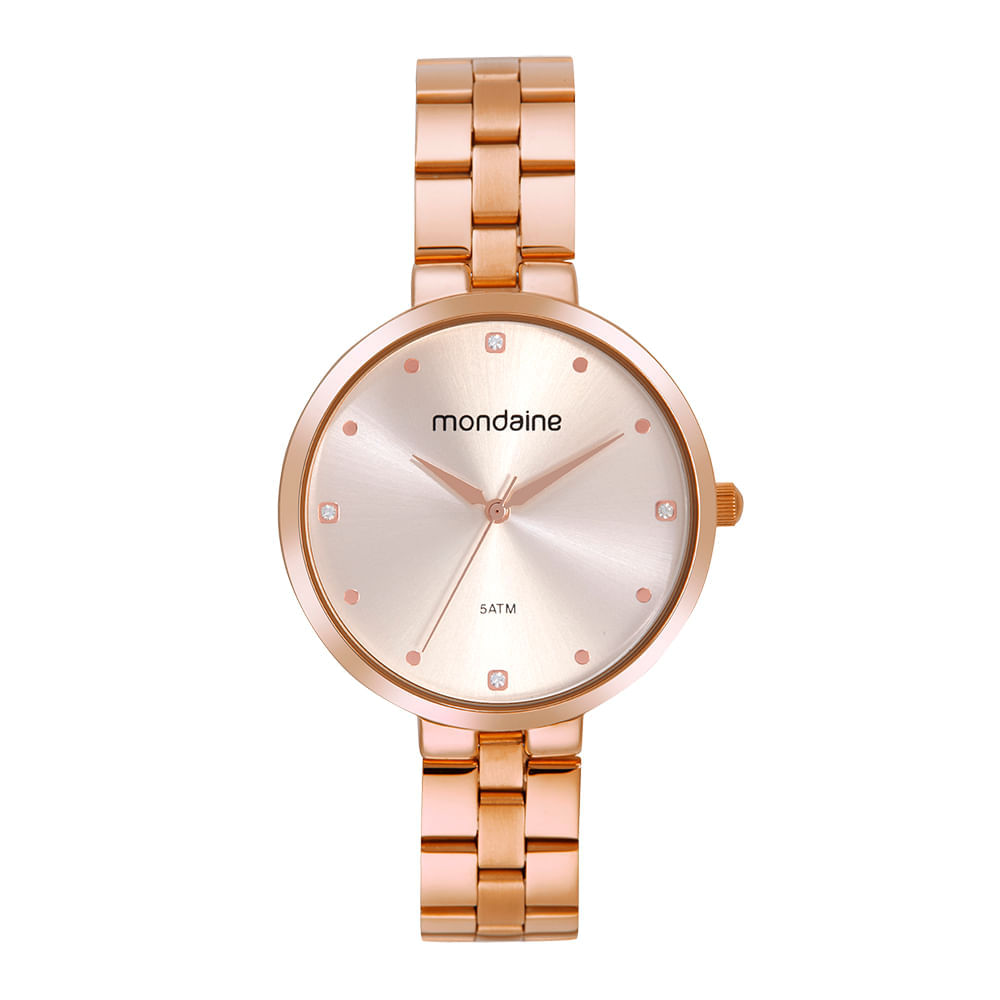 Miniatura Relógio Feminino Minimalista Cristais Rosé