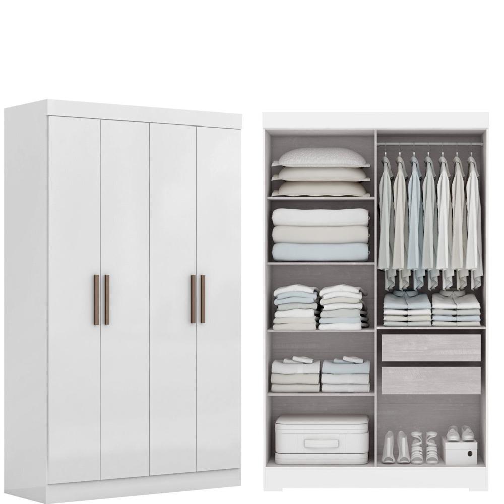 Guarda-roupa Modulado de Canto 9 Portas e 4 Gavetas Paris Branco