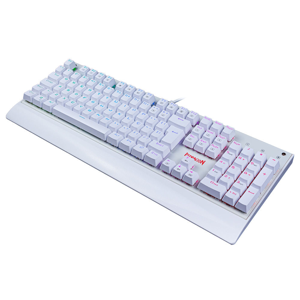 Miniatura Teclado Gamer Redragon Kala Lunar White RGB Mecânico ABNT2 Switch Red K557W-RGB Branco