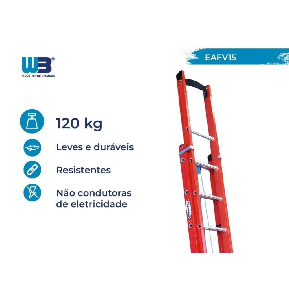 Miniatura Escada em Fibra Extensível Vazada 15 Degraus 3,00x4,80m Tipo D WBertolo
