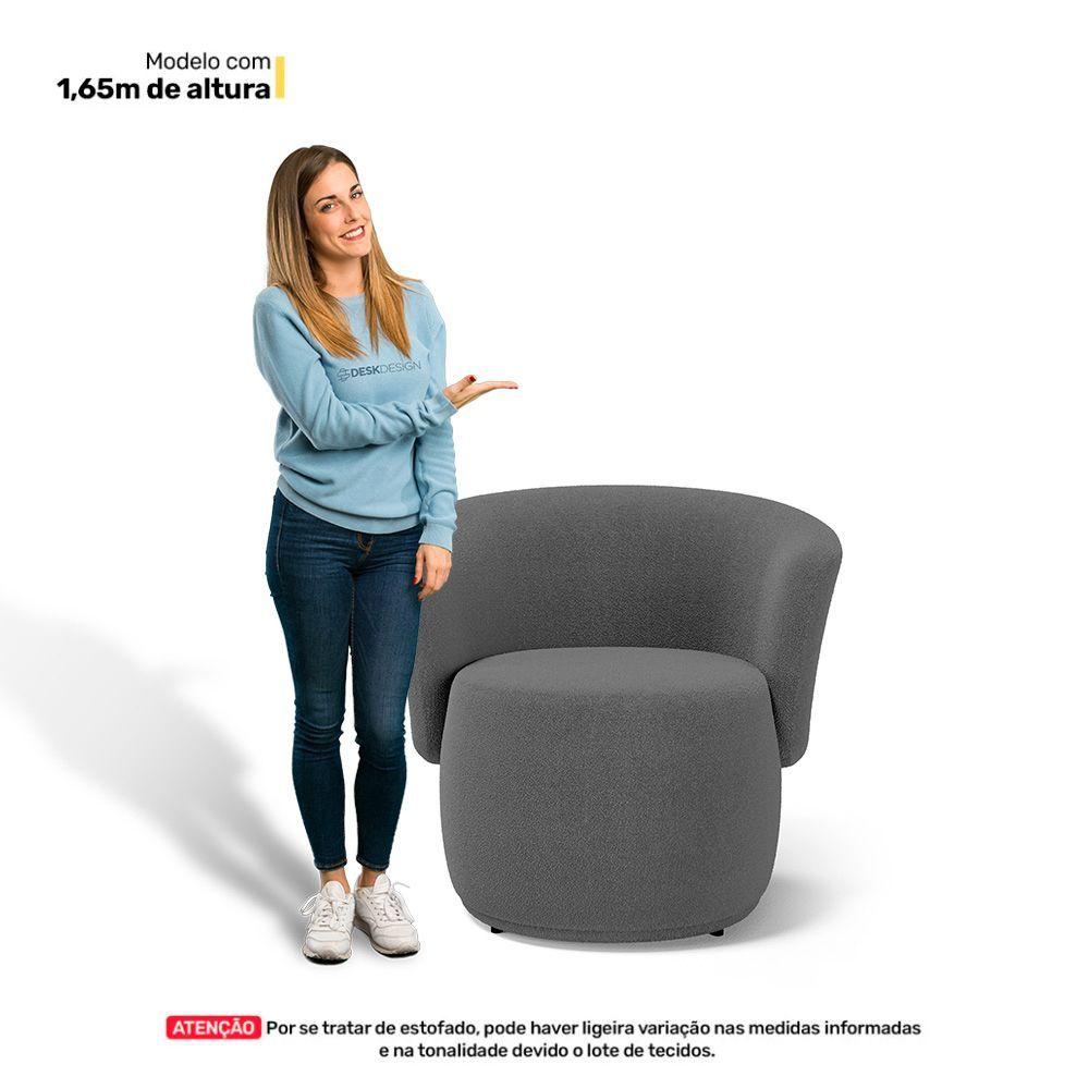 Miniatura Poltrona Decorativa Aisha Orgânica Bouclê Cinza Escuro - Desk Design