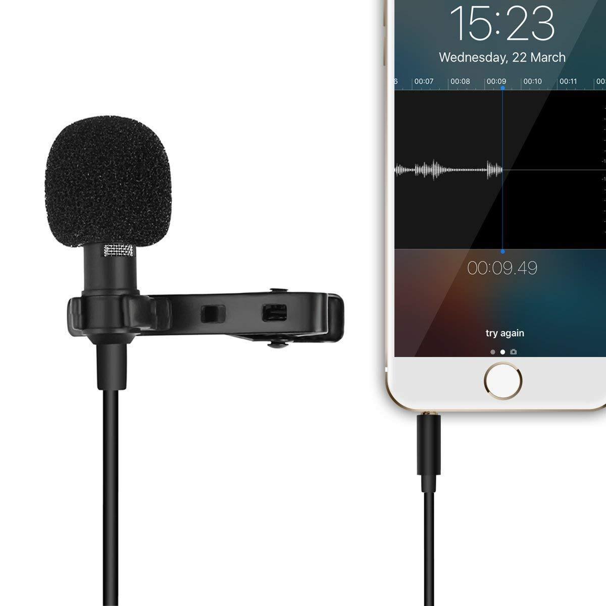 Miniatura Microfone De Lapela Profissional Celular Gravação De Vídeos