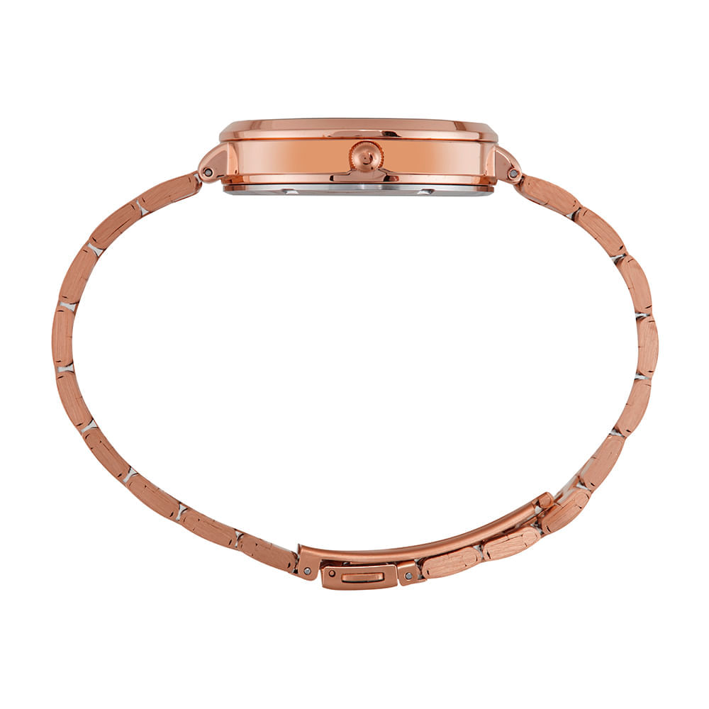 Miniatura Relógio Feminino Minimalista Cristais Rosé