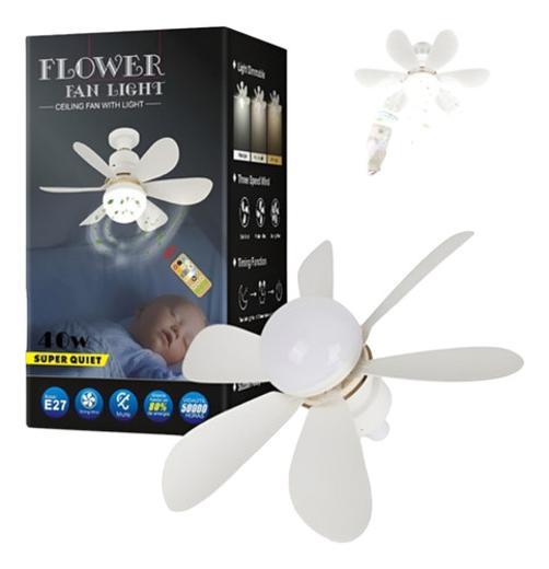 Super Ventilador Teto Bocal E27 Luminária Led Mais Controle