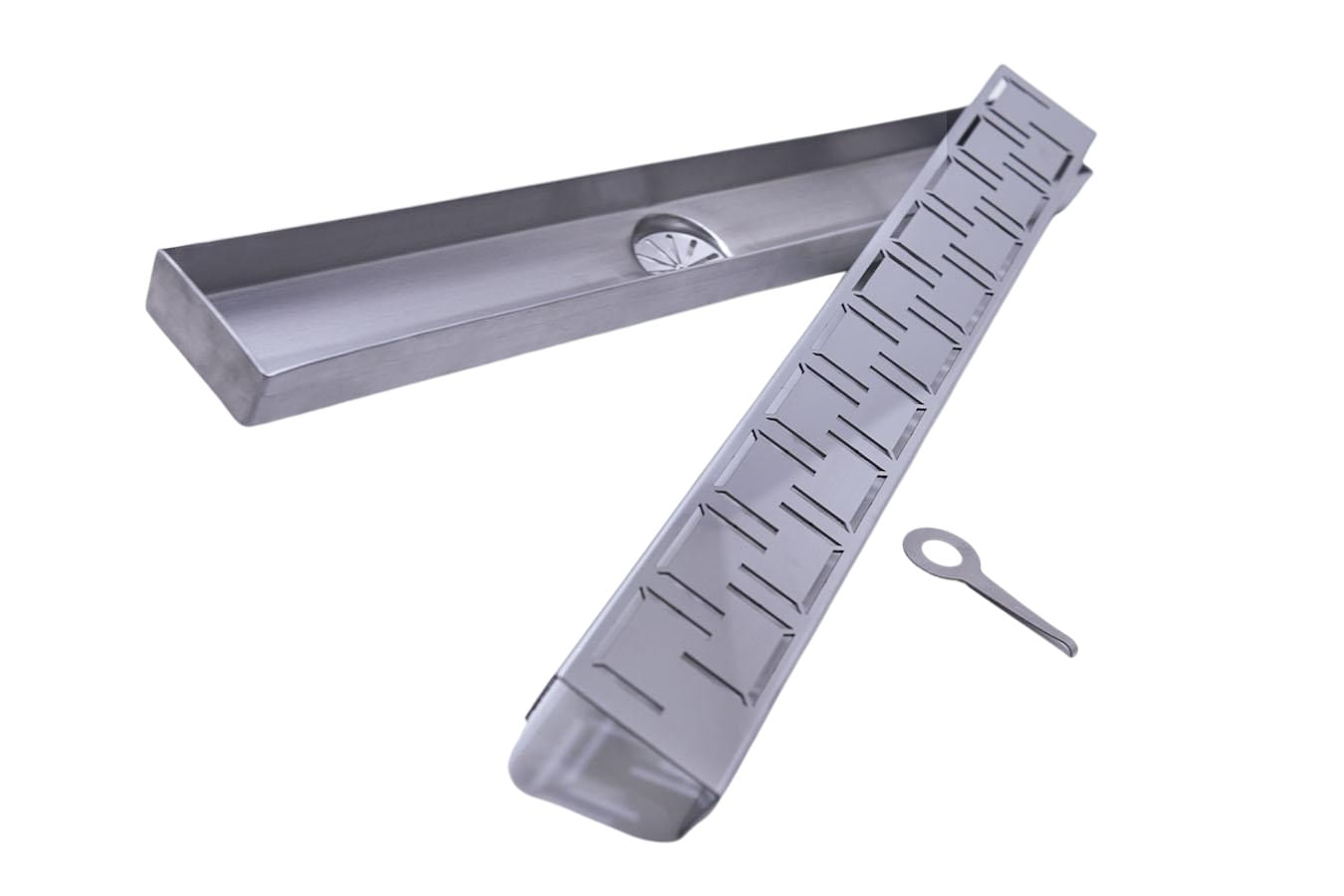 Miniatura Ralo Linear Perfurada 80 Cm X 6 Cm Inox 304 Saída Central