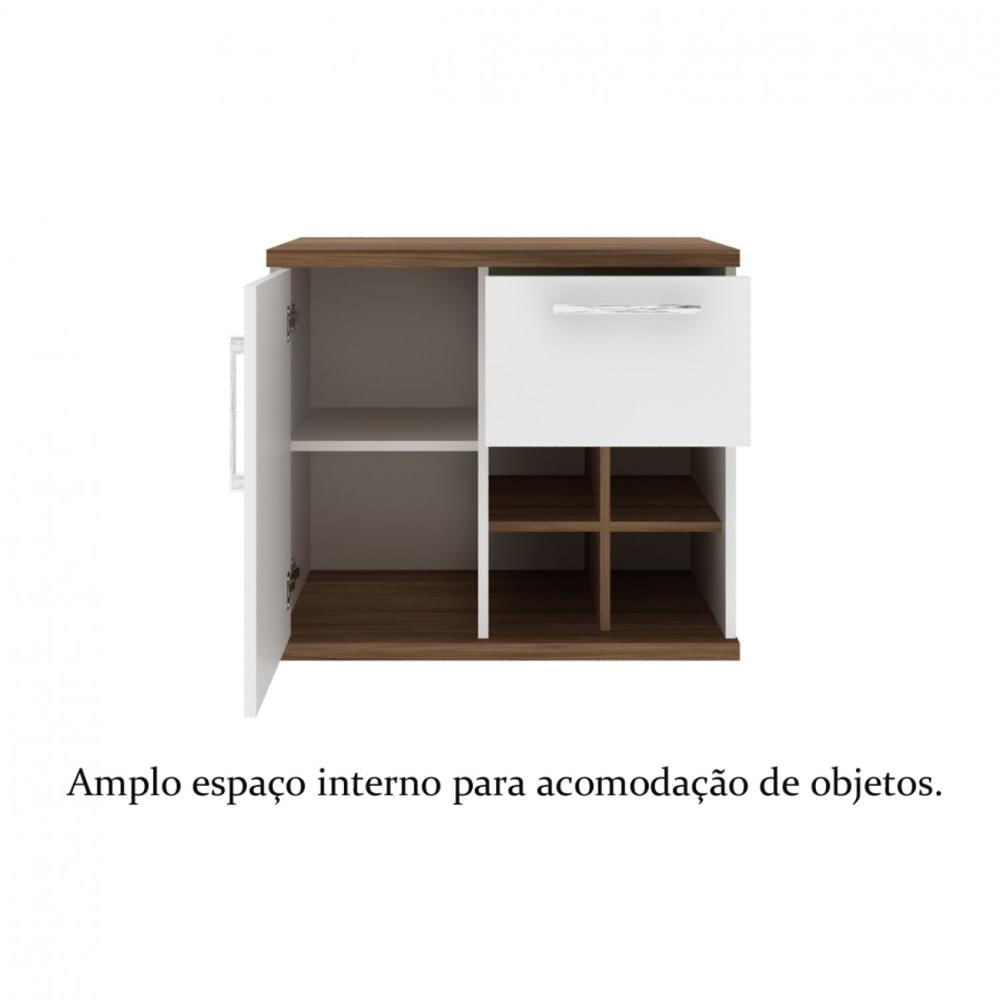 Miniatura Gabinete para Banheiro 70cm com Cuba e Espelheira Veneza Móveis Bosi Nogal/Branco