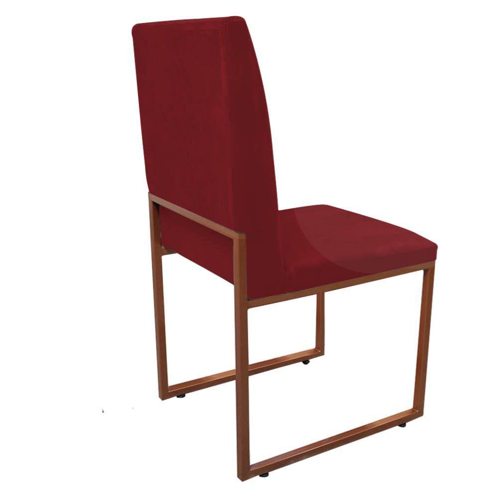 Miniatura Kit 03 Cadeira De Jantar Office Sttan Sala Ferro Bronze Sintético Vermelho - Ahazzo Móveis
