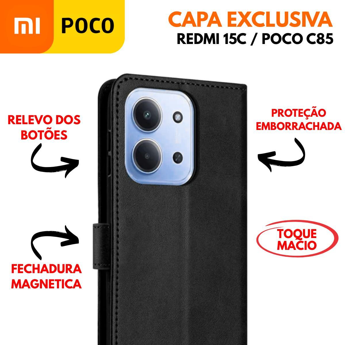 Miniatura Capinha Carteira Estojo Capa Flip Para Redmi 15C / Poco C85