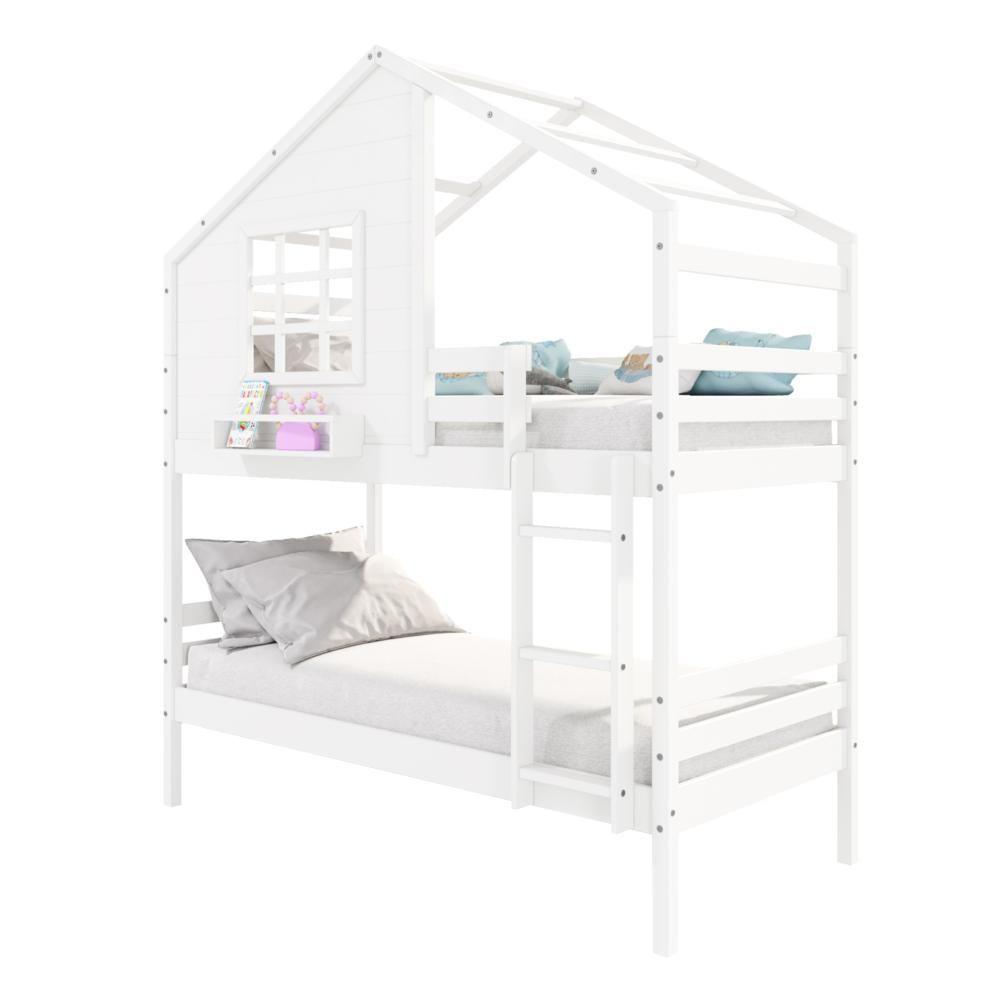 Miniatura Beliche Casinha Com Janela Madeira Maciça Branco Housin