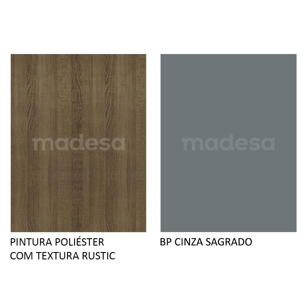 Paneleiro Madesa Agata 60 cm 3 Portas Rustic/Cinza Cor:Rustic/Cinza