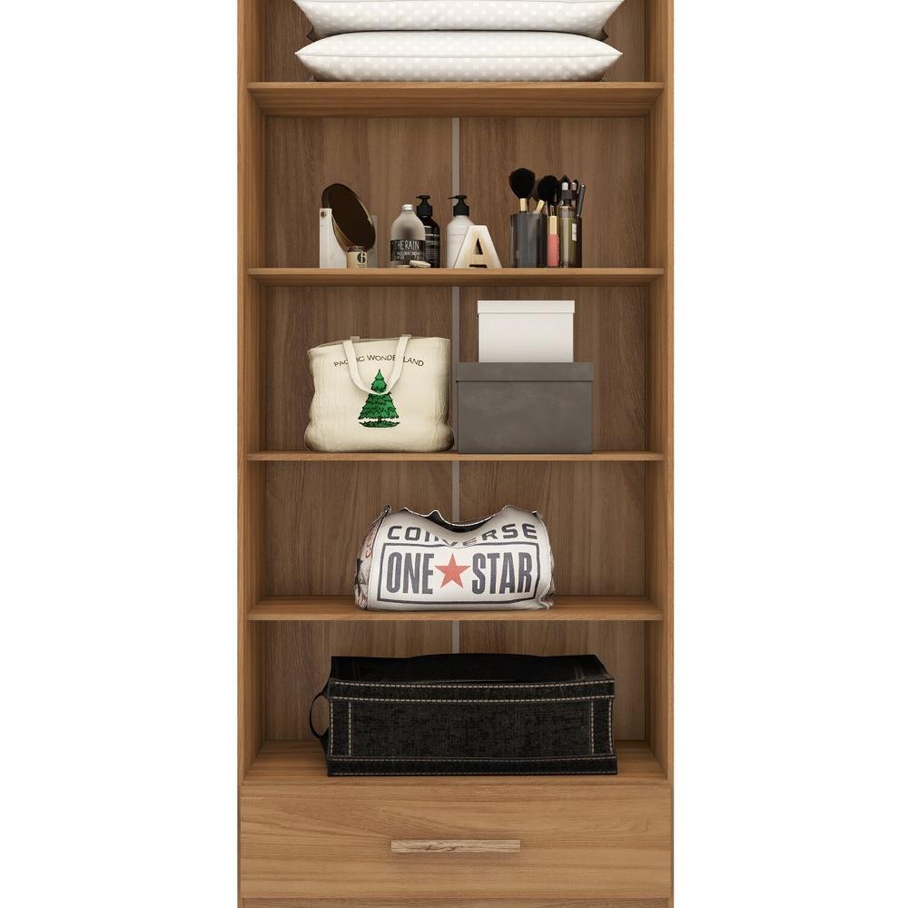 Miniatura Guarda-roupa 2 Portas 1 Gaveta Com Espelhos Smart Plus Espresso Móveis Cinamomo