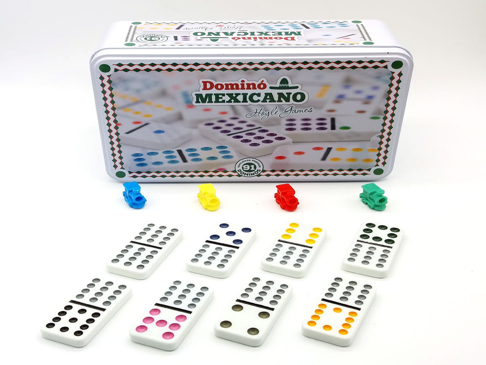 Miniatura Jogo Dominó Mexicano Trem 91 Pedras Branco