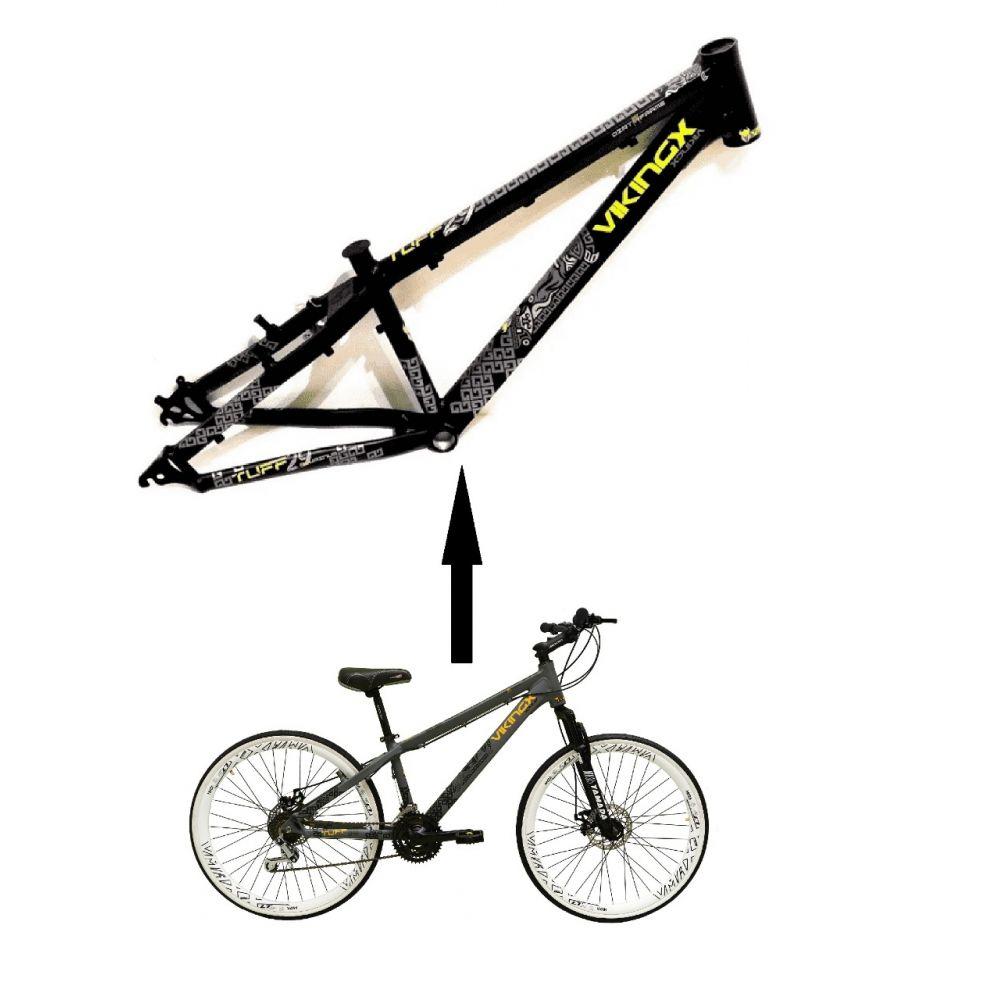 Miniatura Bicicleta Aro 26 Tuff Preto 21v Freio A Disco Aros Branco