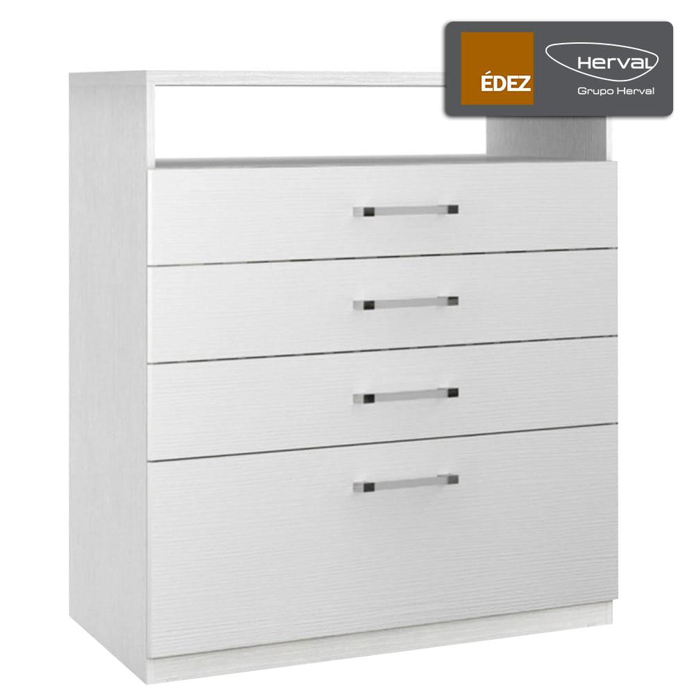 Miniatura Cômoda Édez Lupus, 4 Gavetas, Touch Branco