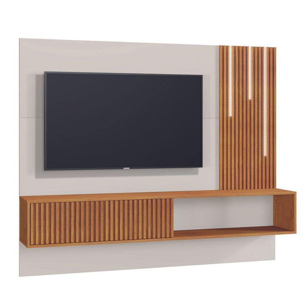 Miniatura Painel Ripado Com Led - Roma-naturale-off - Mavau Móveis