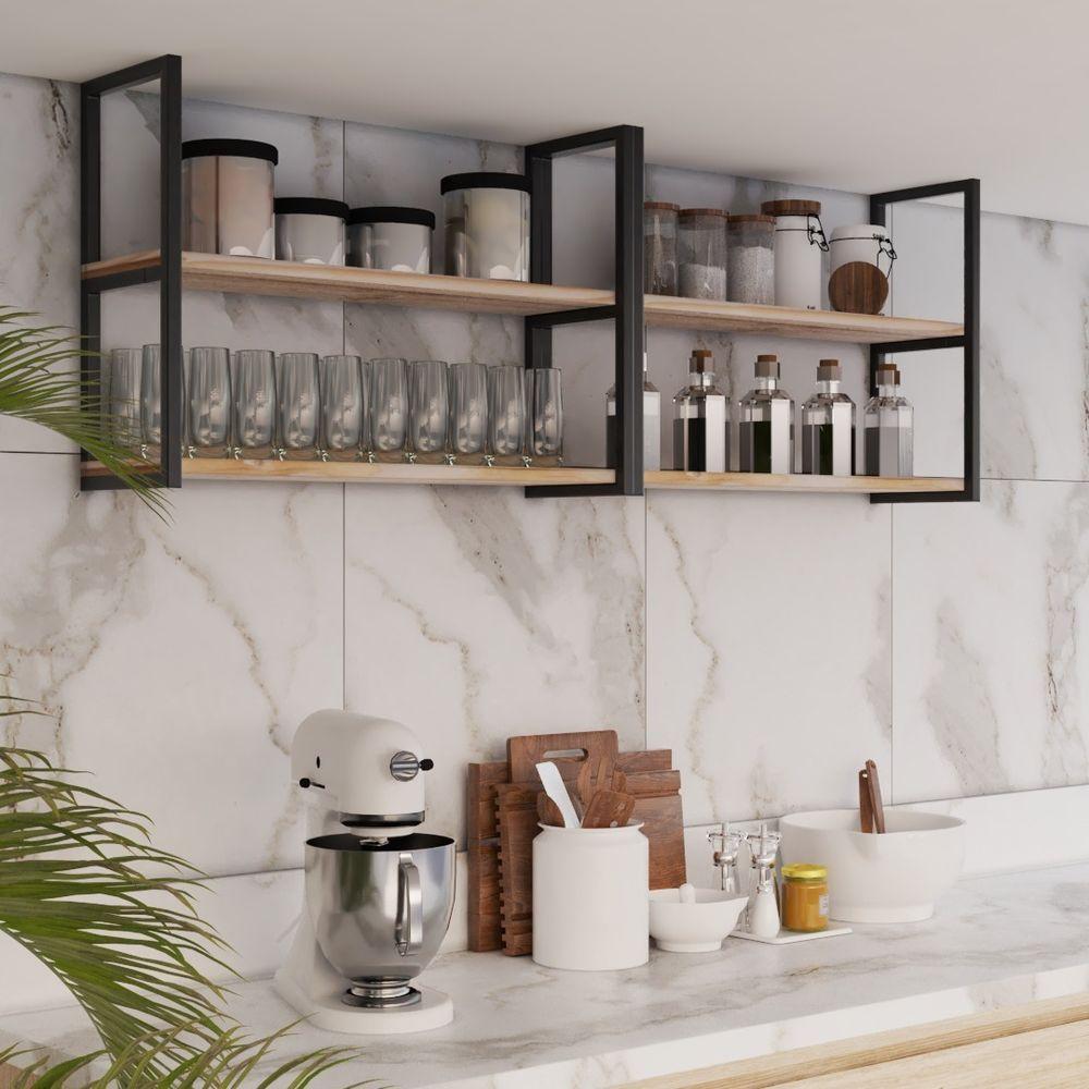 Miniatura Organizador De Teto Moderna 100x20cm Em Ferro Para Cozinha