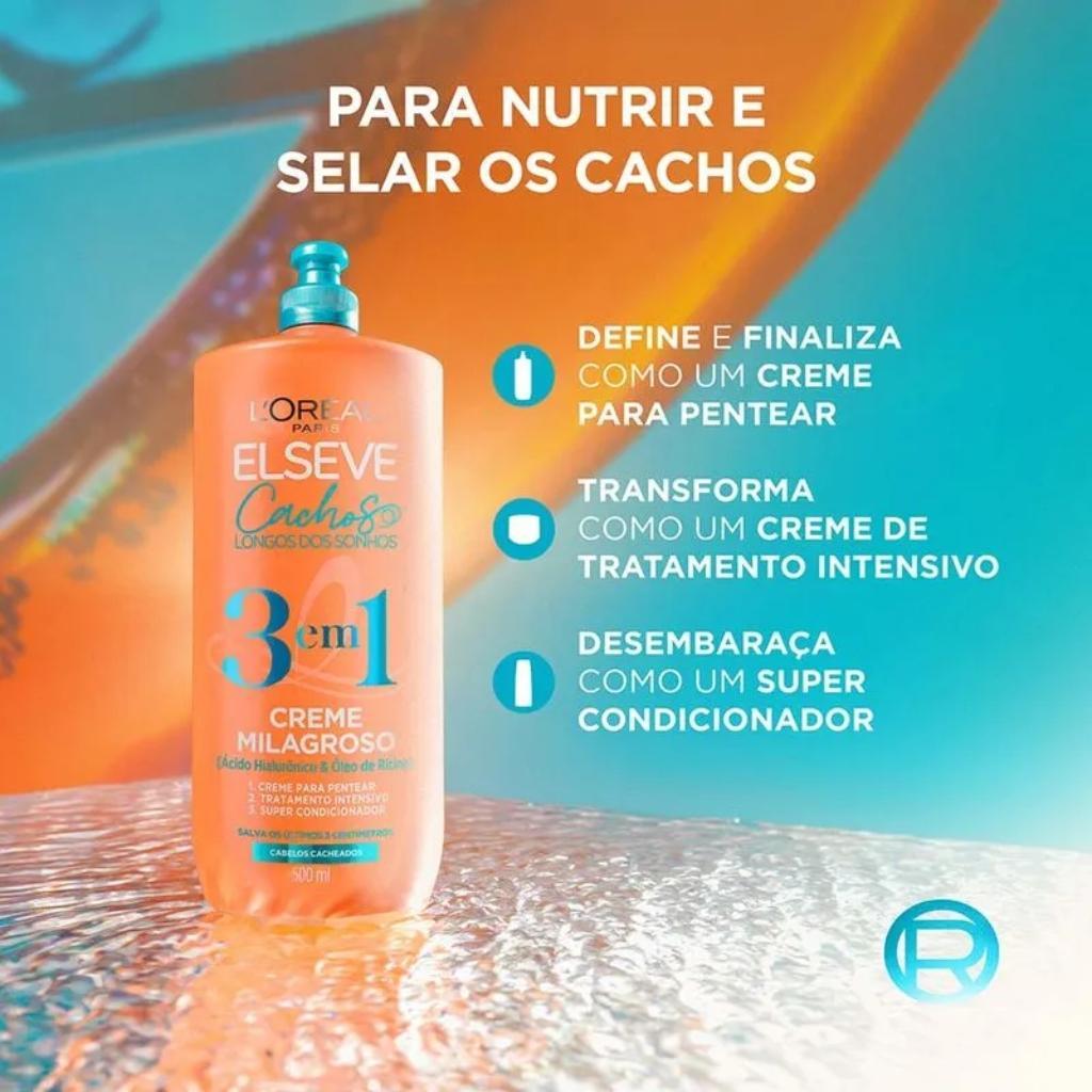 Kit Elseve Cachos Dos Sonhos Sh 400Ml+Cond 400Ml+Cr Pt 500Ml