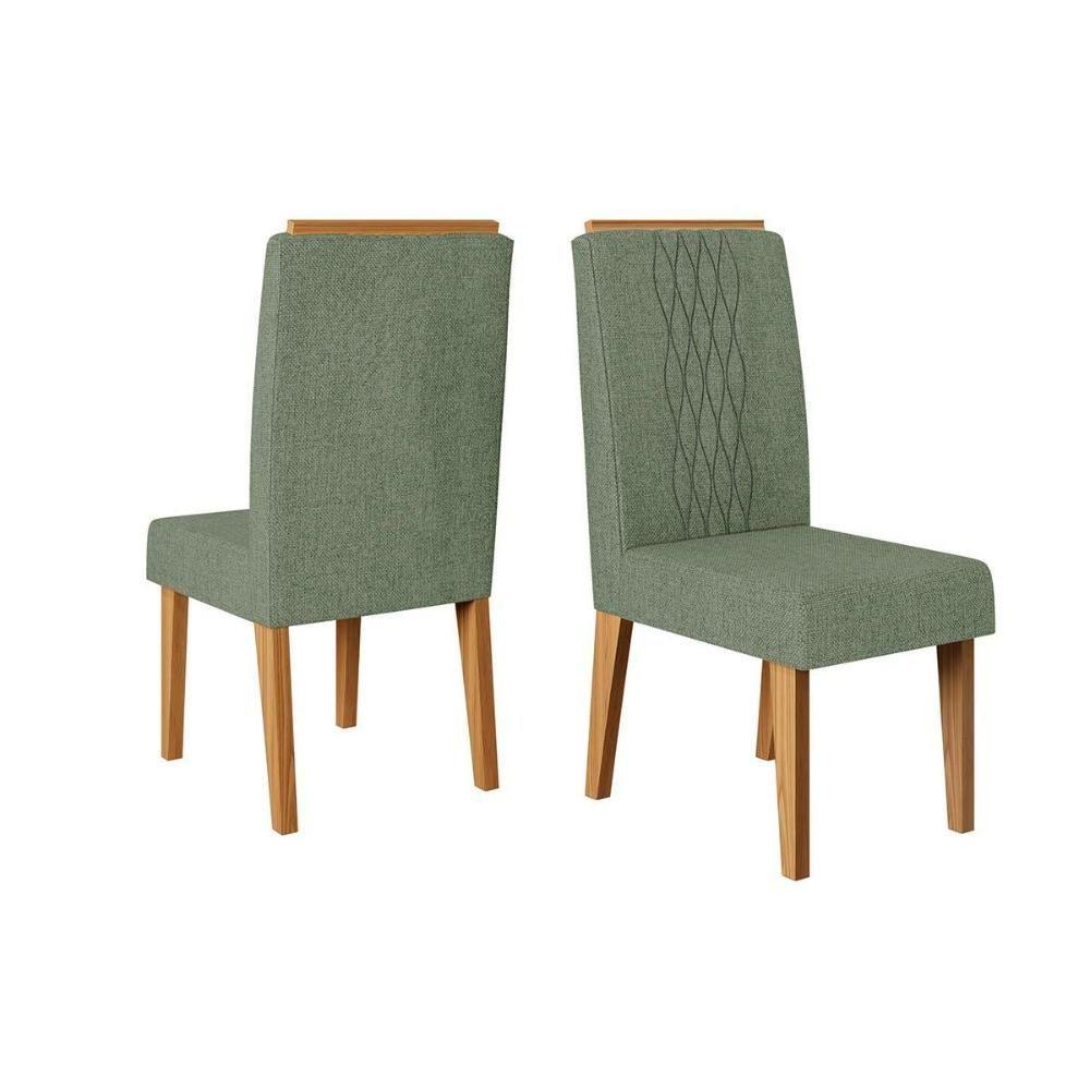 Miniatura Cadeira Sala De Jantar Lia Kit 2 Un Carvalho Nobre/linho Mate - Dj Móveis