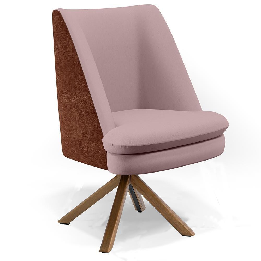Miniatura Poltrona Base Giratória Veludo Rosê C-305 Corano Marrom B-38
