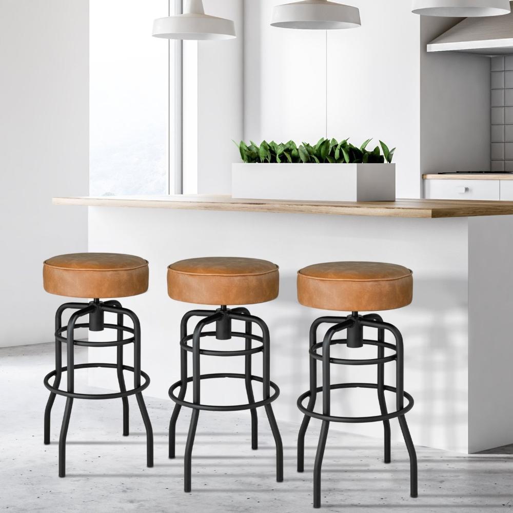 Banqueta de Aço Giratória Paris Compoarte Preto/Caramelo