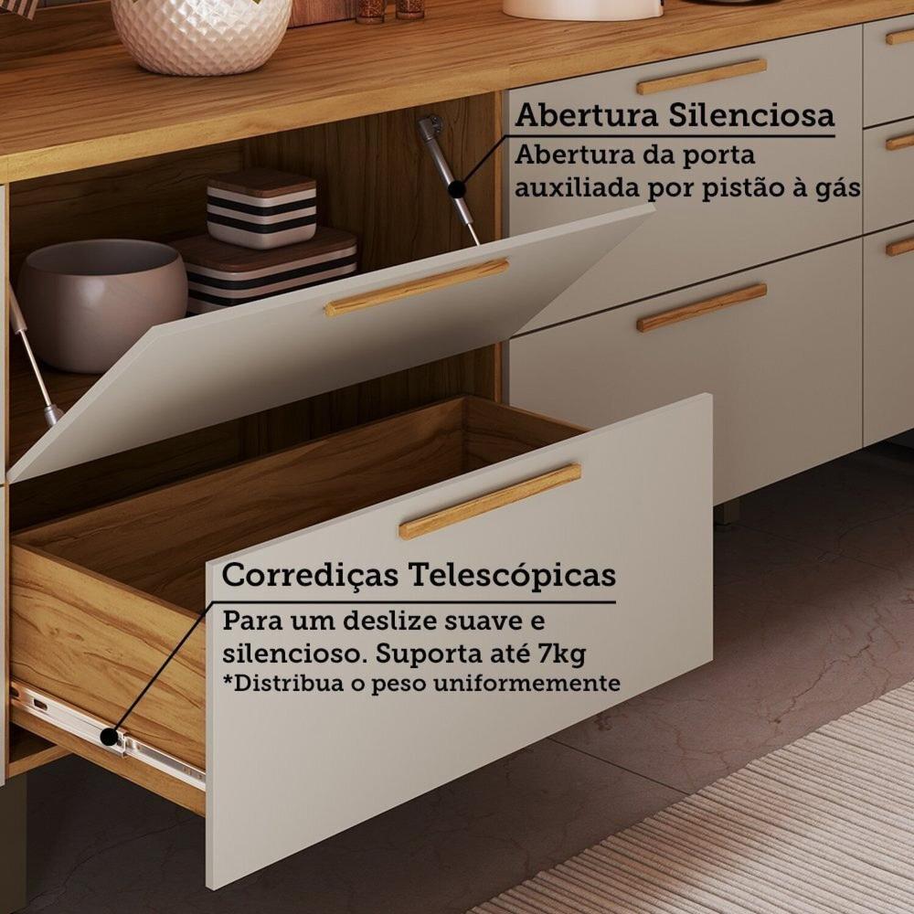 Balcão 80cm 1 Porta 1 Gaveta 100% Mdf Espresso Móveis Estônia Amêndoa/Off White
