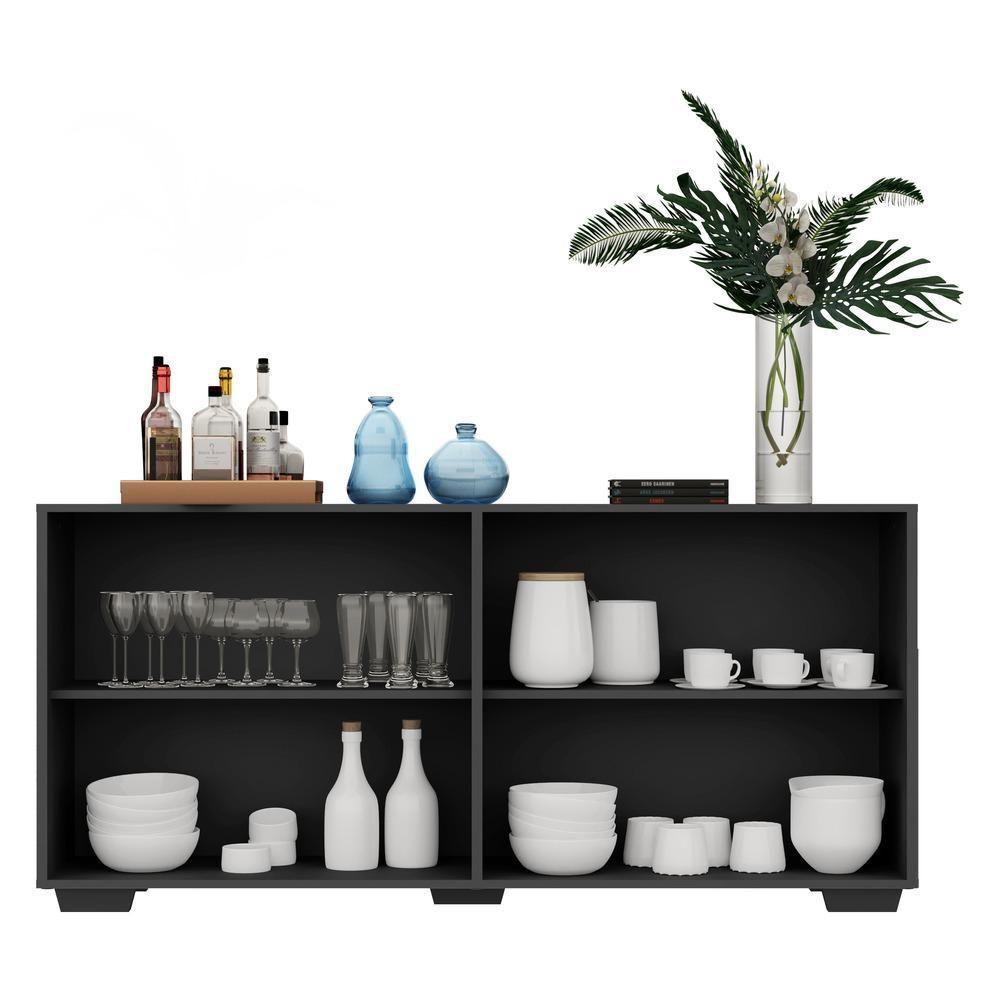 Aparador Buffet 2 Portas Com Espelho Vegas V3614 Preto