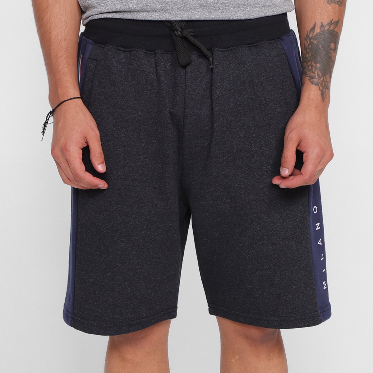 Miniatura Bermuda Moletom Industrie Estampada Masculina Mescla - G