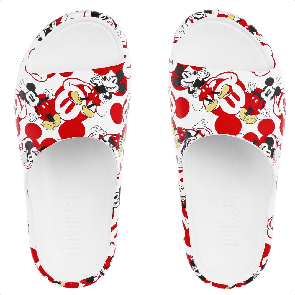 Chinleo Slide Melissa Free Print Mickey and Friends Feminino Branco / Vermelho - 33/34