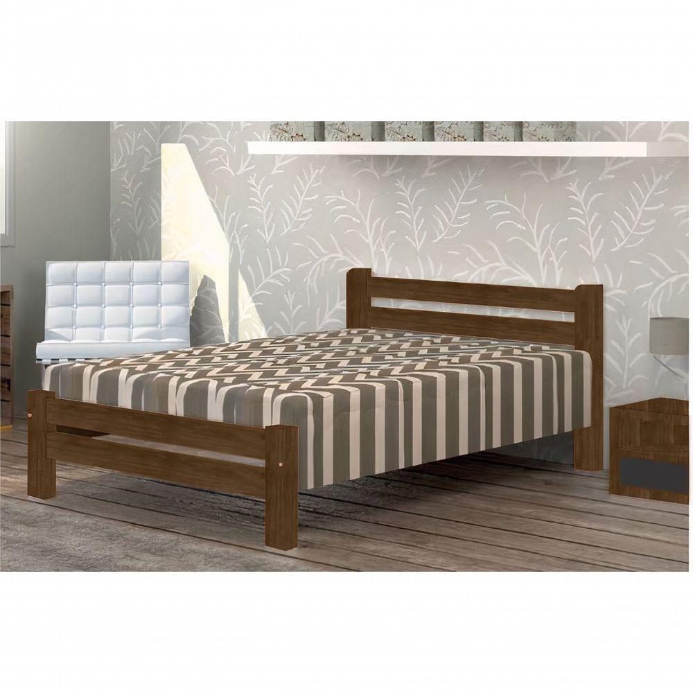 Miniatura Cama De Casal Piazza De Madeira Maciça Angelim Pedra/tauari - Cor Imbuia