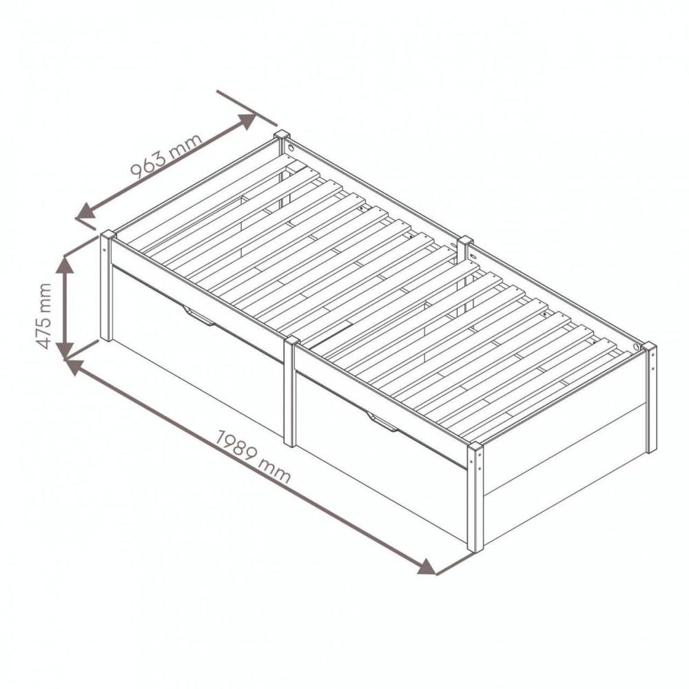 Miniatura Cama Solteiro 2 Gavetas Madeira Maciça Beauty Inter Link Branco Lavado