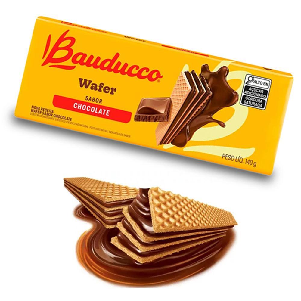 Miniatura Biscoito Wafer Bauducco Chocolate Kit 3 Pacotes De 140G