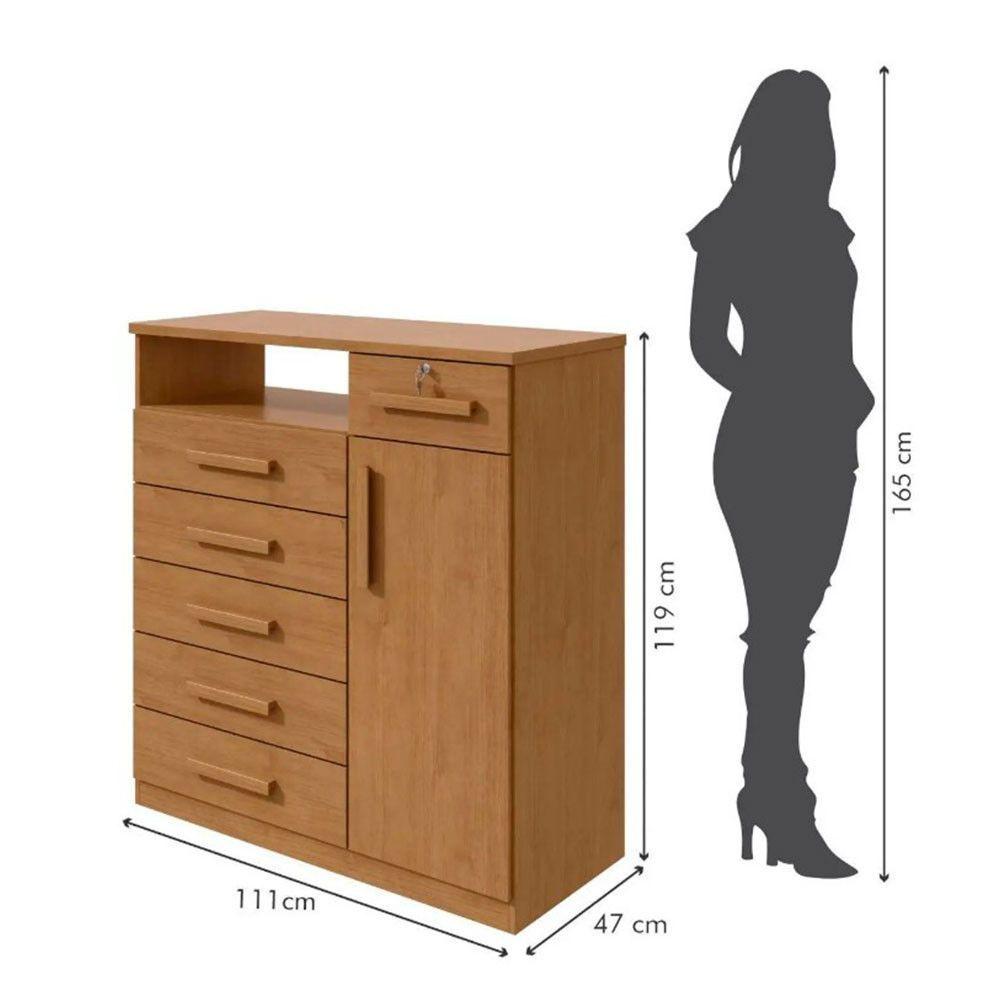 Miniatura Cômoda Da Vinci 6 Gavetas E 1 Porta Lopas Amendoa Clean