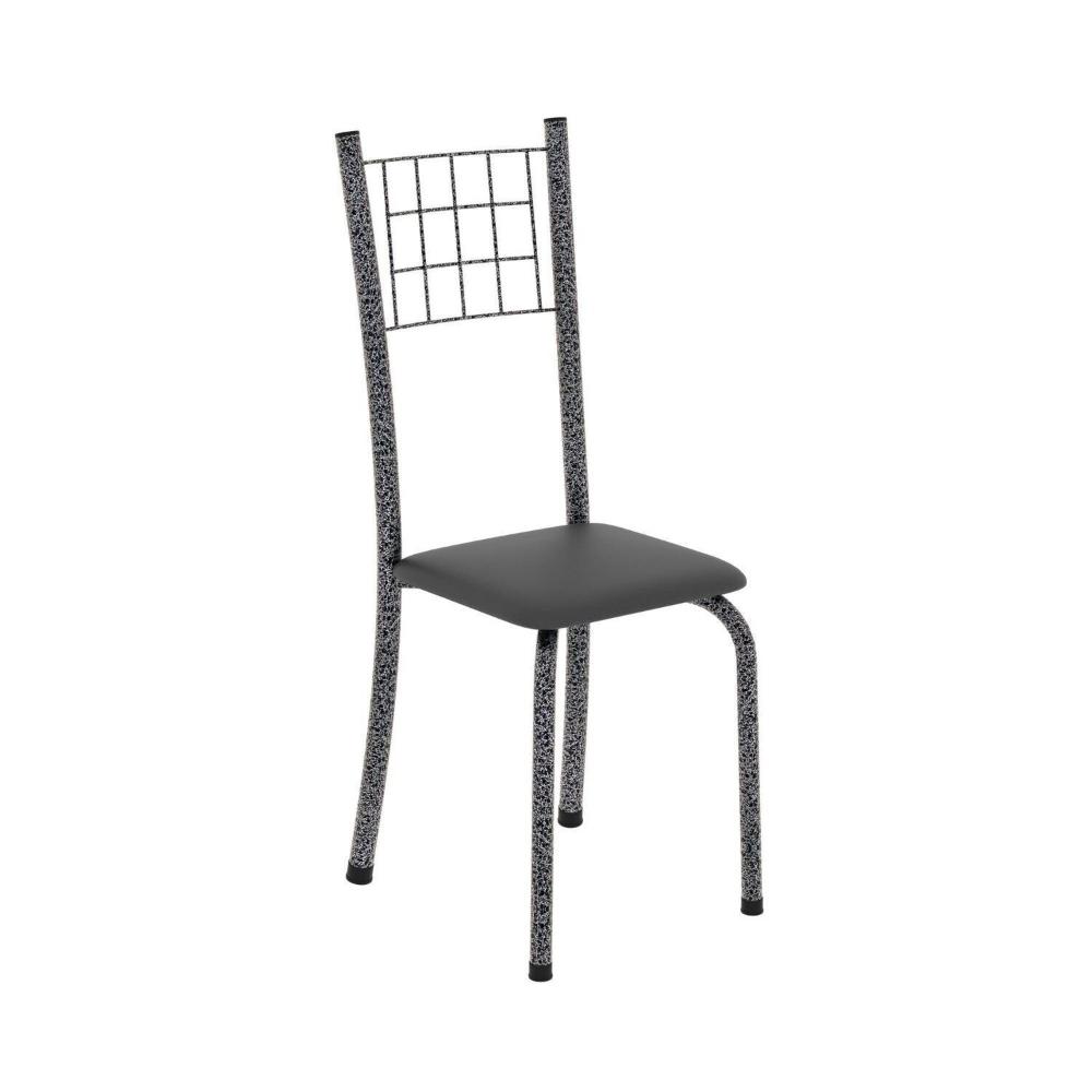 Conjunto de Mesa Tubular 100cm X 60cm com Tampo e 4 Cadeiras Dany Preto/Prata