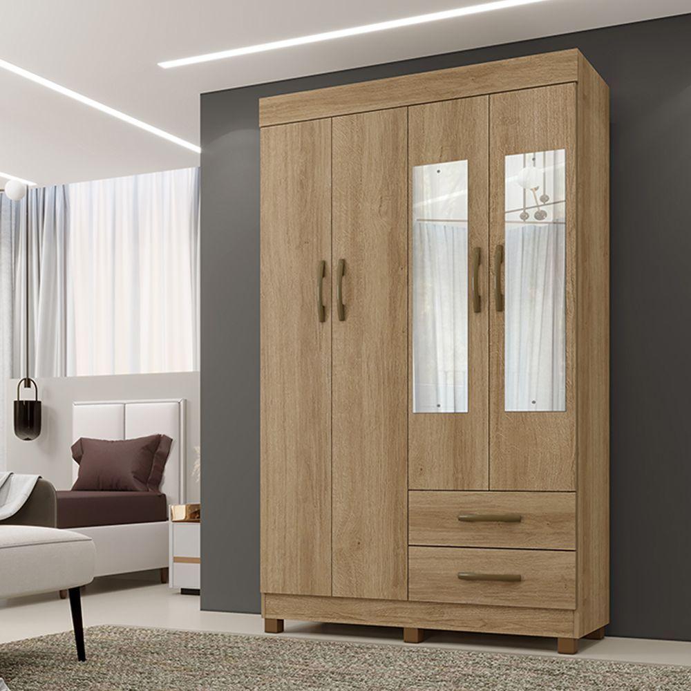 Miniatura Roupeiro C/espelho Copacabana 4 Portas Benetil Móveis - Canela