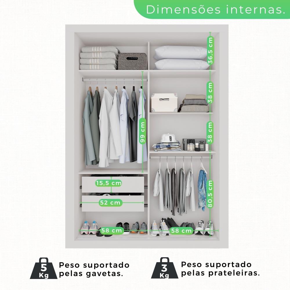 Miniatura Guarda Roupa Solteiro 2 Portas 2 Gavetas Costa Rica Sallêto Móveis Branco