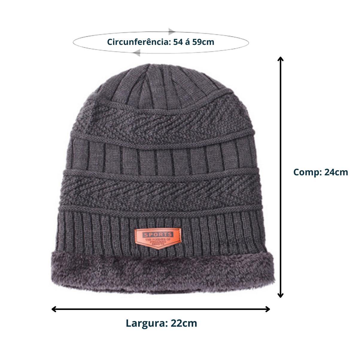 Miniatura Touca Masculina De Lã Forrada Para Frio Cinza