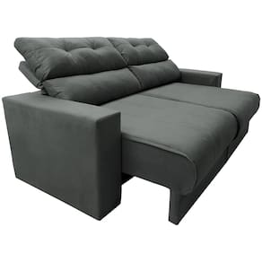 Miniatura Sofá 3 lugares Cama inBox Clean com Assento Retrátil, Encosto Reclinável em Tecido Velusoft e 170cm de Largura Cinza