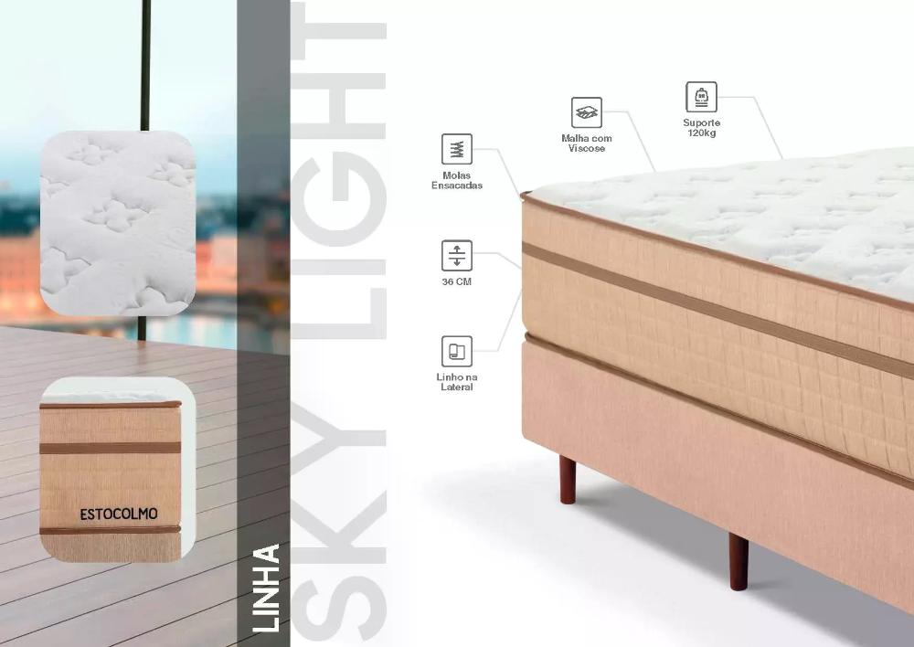 Miniatura Colchão Queen Molas Ensacadas 158x198x36cm Estocolmo Mannes Branco/Bege