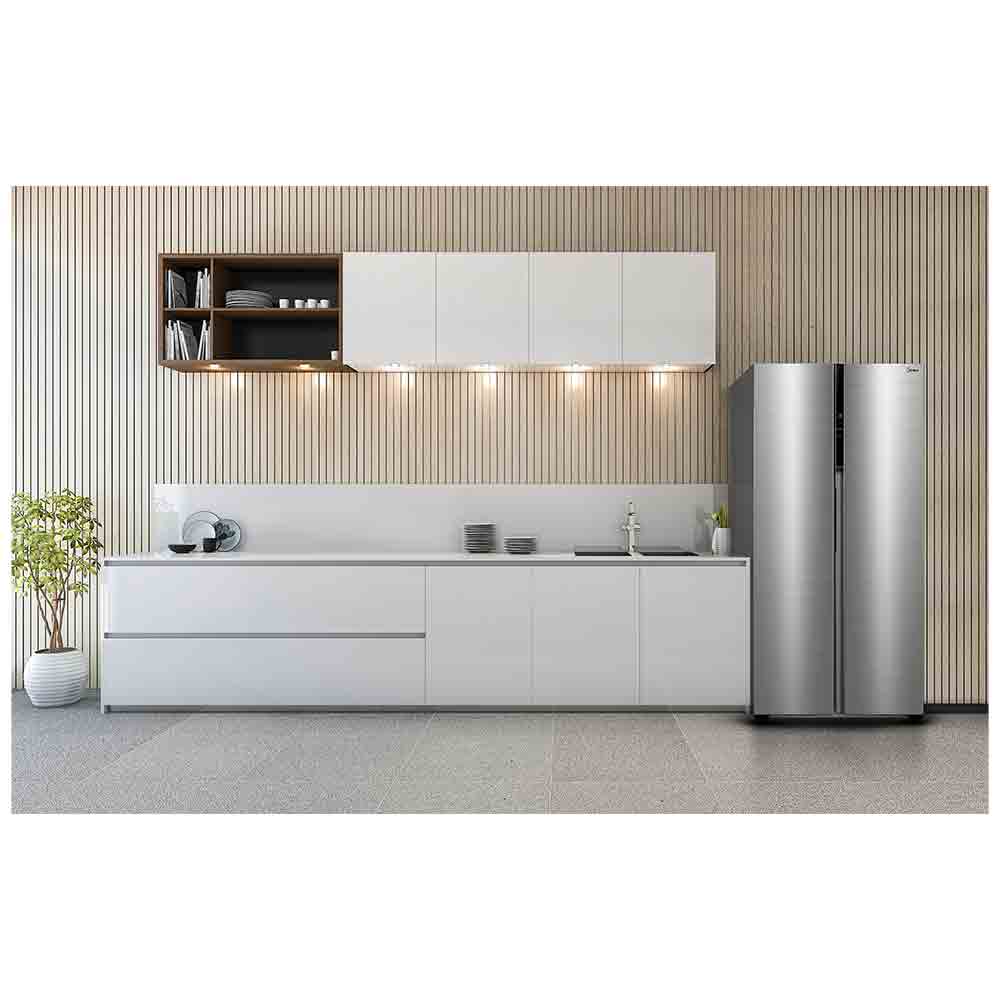 Refrigerador Side By Side Midea de 02 Portas Inverter com 442 Litros Inox Claro - MDRS598FGA041