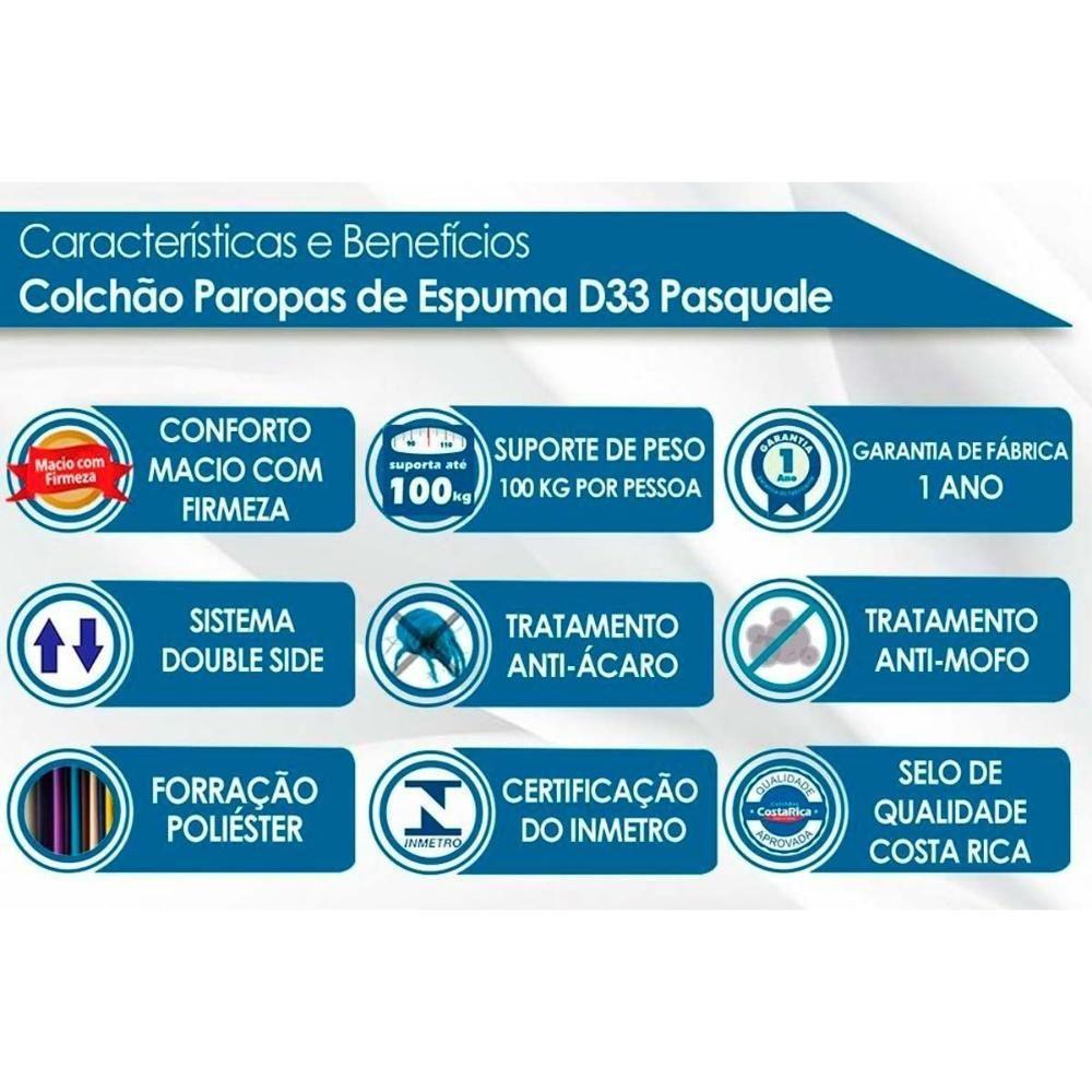 Cama Box Solteiro: Colchão Espuma D33 Paropas Pasquale Wave Clean + Base Crc Suede Clean (78x188)