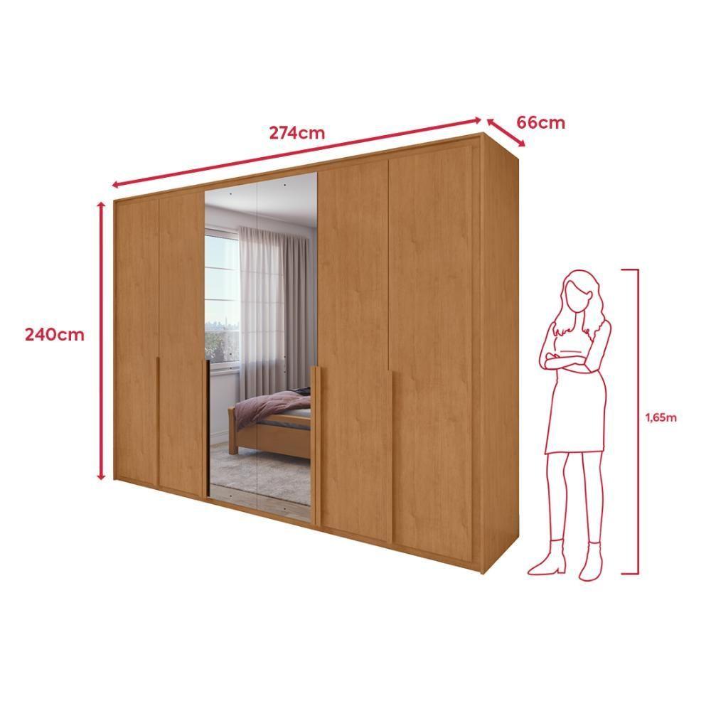 Miniatura Guarda Roupa Easy Space 6 Portas C/ Espelho Amendoa Clean