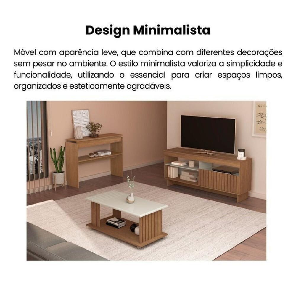 Kit para Sala de Estar Rack e Aparador e Mesa de Centro City Cinamomo/Off White