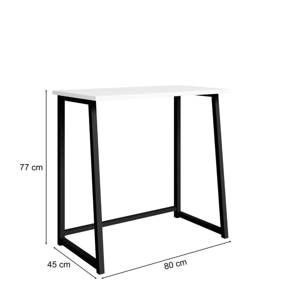 Mesa De Estudo Portátil Quarto Sala Dobrável Em Aço Fit Preto-branco