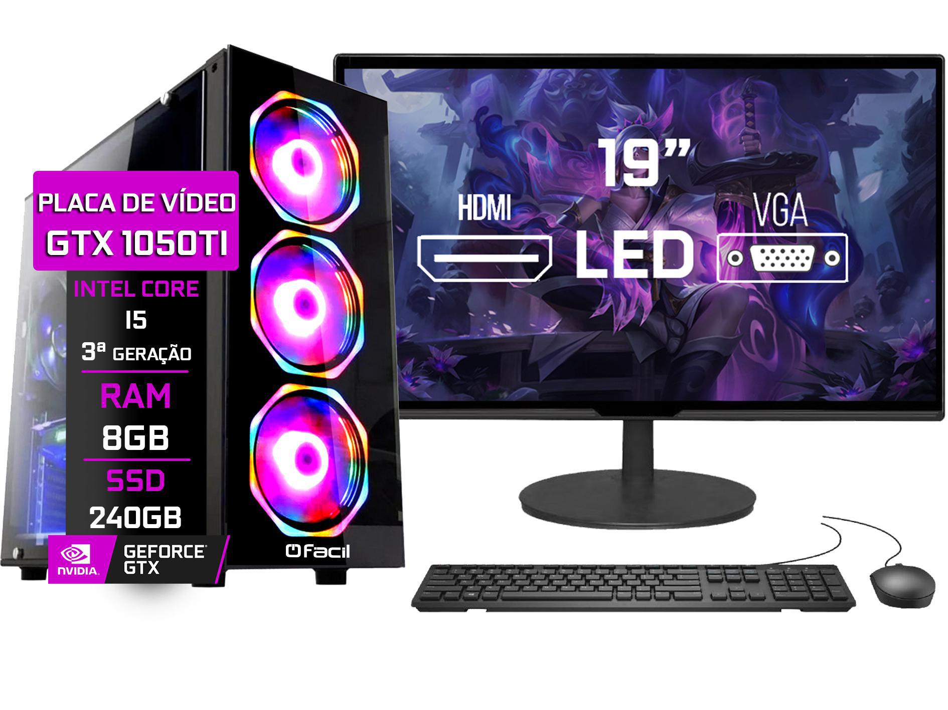 Pc Gamer Completo Intel I5 8Gb Gtx 1050Ti 4Gb 240Gb