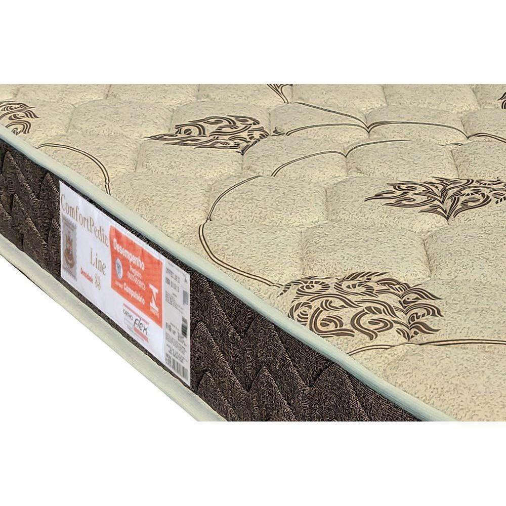Miniatura Cama Box Baú Casal: Colchão Espuma D33 Orthoflex Comfortpedic Line + Base Crc Courano White(138X188)