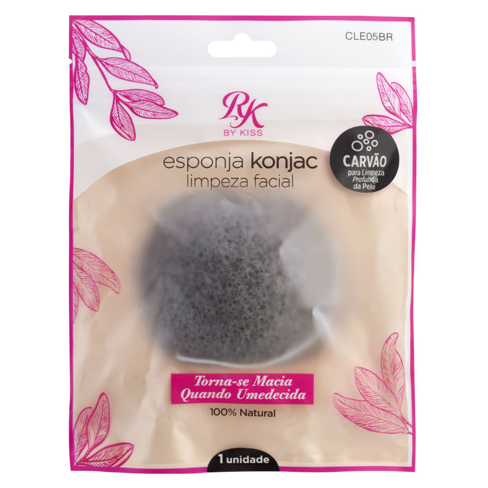 Miniatura Esponja de Limpeza Facial Konjac Carvão RK by Kiss 1 Un