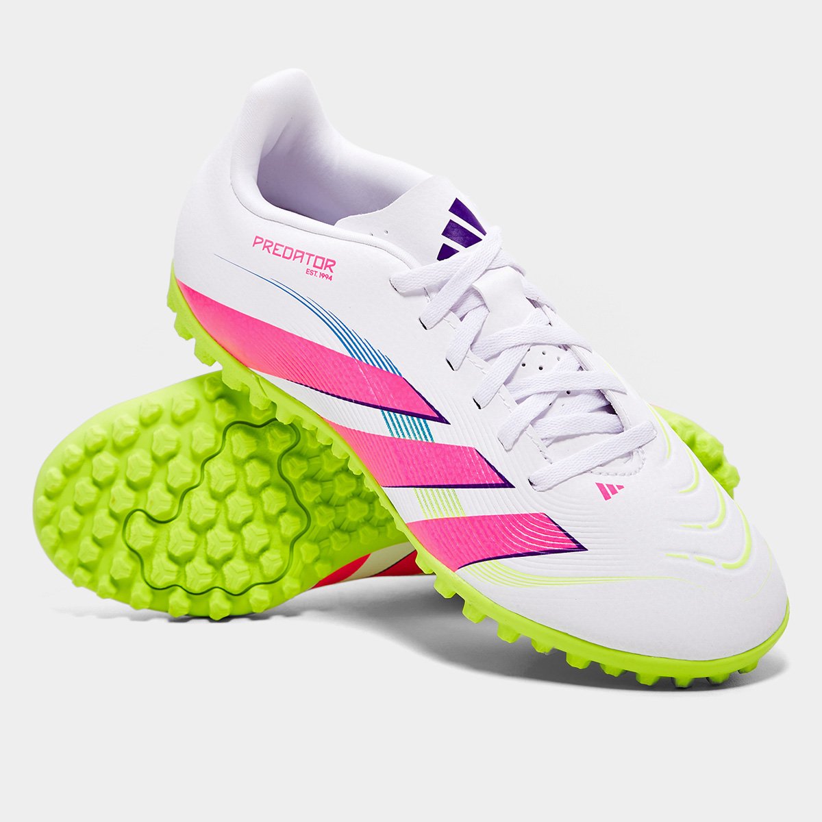 Miniatura Chuteira Society Adidas Predator Club Unissex Branco+Rosa - 37