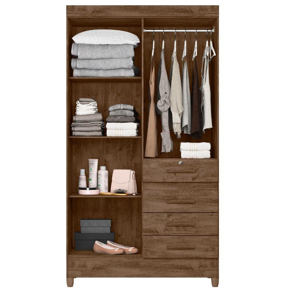 Miniatura Guarda Roupa Solteiro Sobral 4 Portas Castanho Wood Moval