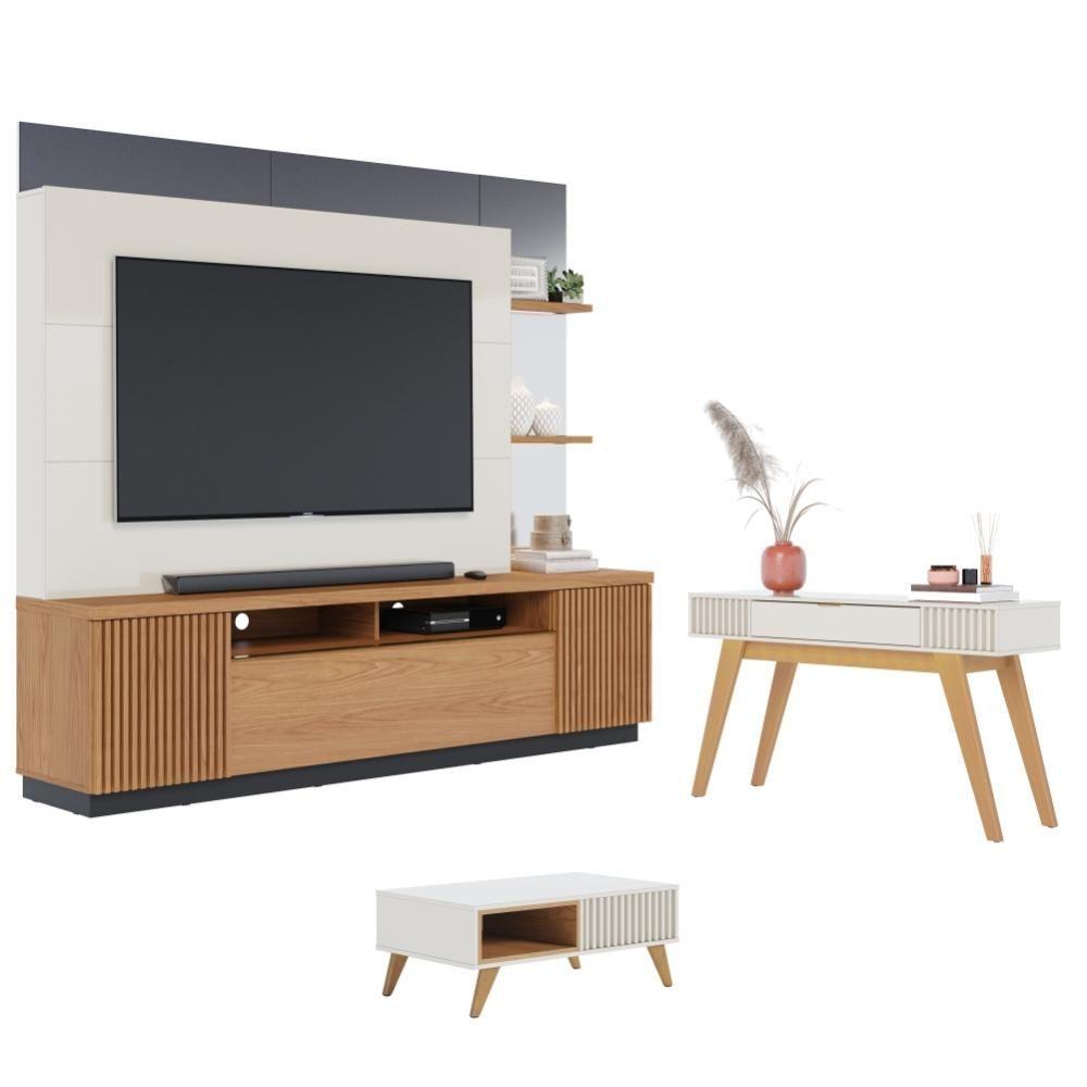 Miniatura Jogo Para Sala De Estar Rafaela Off-white Freijo